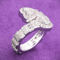 GRA D Color Bling Moissanite Iced Out Bague cœur baguette fendu pour homme avec testeur de diamants en argent sterling 925
