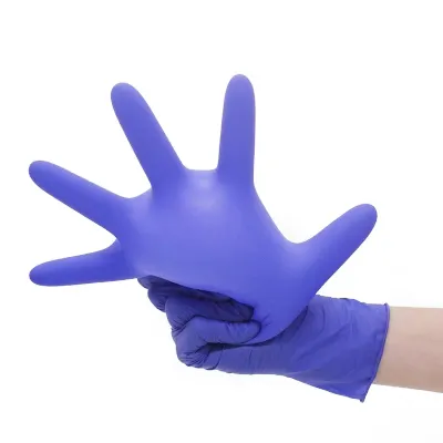 ถุงมือไนไตรล์ใช้แล้วทิ้ง m3.5g ถุงมือไนไตรล์สีน้ำเงินหรือสีดำสำหรับทำความสะอาด100ชิ้นในกล่องขายดี