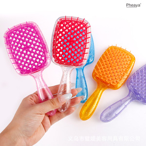 Nuevo Cepillo de Pelo Portátil Translúcido con Brillo, para Peinar y Desenredar, con Malla Seca para Masaje del Cuero Cabelludo y Estiramiento de la Fibra Capilar - Product Image 2