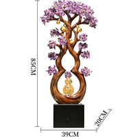 Arbre de richesse en résine en forme de gourde, grand ornement de bureau élégant, pierre d'améthyste naturelle, cadeau de pendaison de crémaillère, apportant une énergie violette porteuse de bon augure