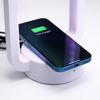 Lámpara de Mesa LED RGB Moderna y Minimalista con Cambio de Color, Lámpara Ambiental con Cargador Inalámbrico, Lámpara Nocturna Moderna para Dormitorio o Área de Juegos