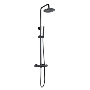 Thermostatic shower kit Matte black stainless steel head shower shower set