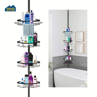 Étagère d'angle rotative WEKIS moderne télescopique écologique à 4 niveaux en fer chromé sans perçage pour salon