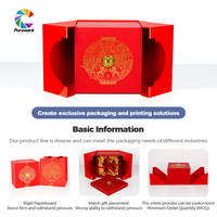 Coffret Cadeau Rouge Premium et Sac de Transport – Motif Lanterne Chinoise Dorée – Logo Personnalisable – Emballage Festif Recyclable