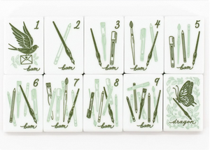 Fichas de Mahjong de Lujo de 4 Capas con Diseño de Carta de Amor Grabada, Fichas de Mahjong Americanas de Acrílico con Flores Coloridas para Reuniones - Product Image 4