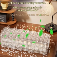 Boîte de rangement pour houppettes, petite boîte dédiée pour fonds de teint, en plastique transparent, moderne, portable, organisateur de bureau, cosmétique
