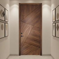Puerta Interior de Diseño Geométrico Moderno para Casa, Puerta de Madera Sólida Impermeable Precolgada con Chapa Americana para Dormitorio y Baño