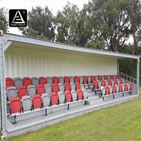 Stade de football intelligent, tribune de l'arène sportive, conteneur maritime transformé en tribune, tribune de conteneur sportif permanente