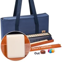 Ensemble de Mahjong Américain en Mélamine Bleue avec Étui de Transport, Sac de Voyage Portable Grande Capacité, Tapis de Rangement Intégré et Accessoires
