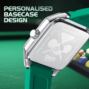 Reloj de Cuarzo para Hombre MARK FAIRWHALE 5047, Caja Cuadrada, Esfera Luminosa con Diseño de Billar, Correa de Goma - Product Image 2
