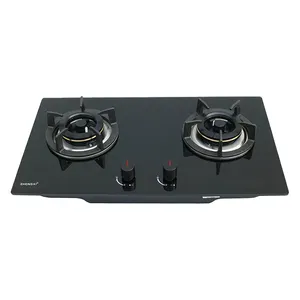 Best Selling Tempered Glass 2 Burners Built In Gas Hob Kitchen Safe Cooking Appliance Sabaf Burner Built In Gas Cooktops