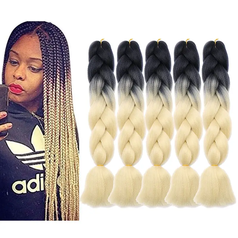 S-noilite 3pcspack 24inch ombre jumo braiding hair double drawn human hair Crochet braiding hair extension for african blacks