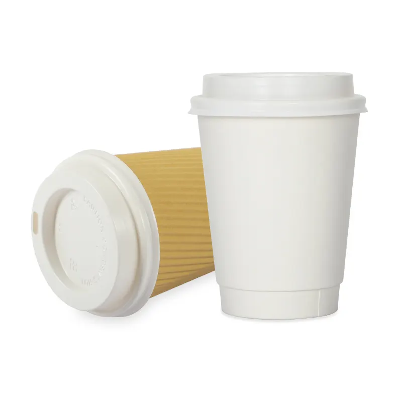 Wholesale Printing Stamping Double Wall Coffee Paper Cups Stamping Double Wall Takeaway Cup With Lids