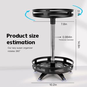 2/3 Tiers Carbon Steel <b>Kitchen</b> Revolving Tray Organizer 360Rotating Turntable Spice Rack Multifunctional Home <b>Storage</b> Cabinet - Product Image 3