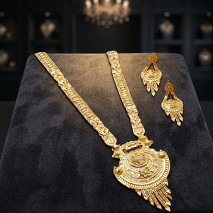 Venta al por mayor de moda 14K 18K 24K chapado en oro conjunto de joyas, formando conjunto de joyería larga, joyería tradicional, joyería llena de oro de latón. - Product Image 4