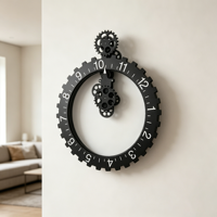Horloge murale Creative Gear, style mécanique silencieux, horloge murale vintage européenne, horloge décorative assemblée à la main pour le salon