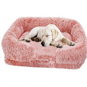 Lit <span class=keywords><strong>pour</strong></span> <span class=keywords><strong>chien</strong></span> imperméable en peluche moelleux de luxe fond antidérapant mousse à mémoire de forme orthopédique lavable canapé - Product Image 1