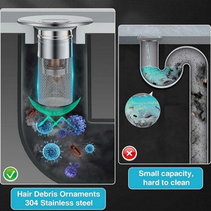 Reemplazo de tapón de fregadero de baño con cesta coladora extraíble de acero inoxidable, filtro desatascador de desagüe emergente para lavabo de baño - Product Image 3
