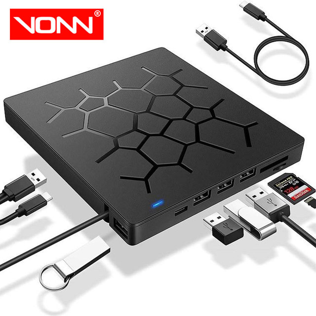 Multi-function 12.7MM 7-in-1 External DVD-RW Drive for Laptop Desktop Supports OEM Systems USB3.0 Interface Compatible