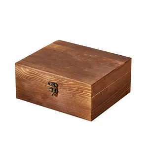 Wholesale custom logo whisky glasses storage case antique wooden trunk box