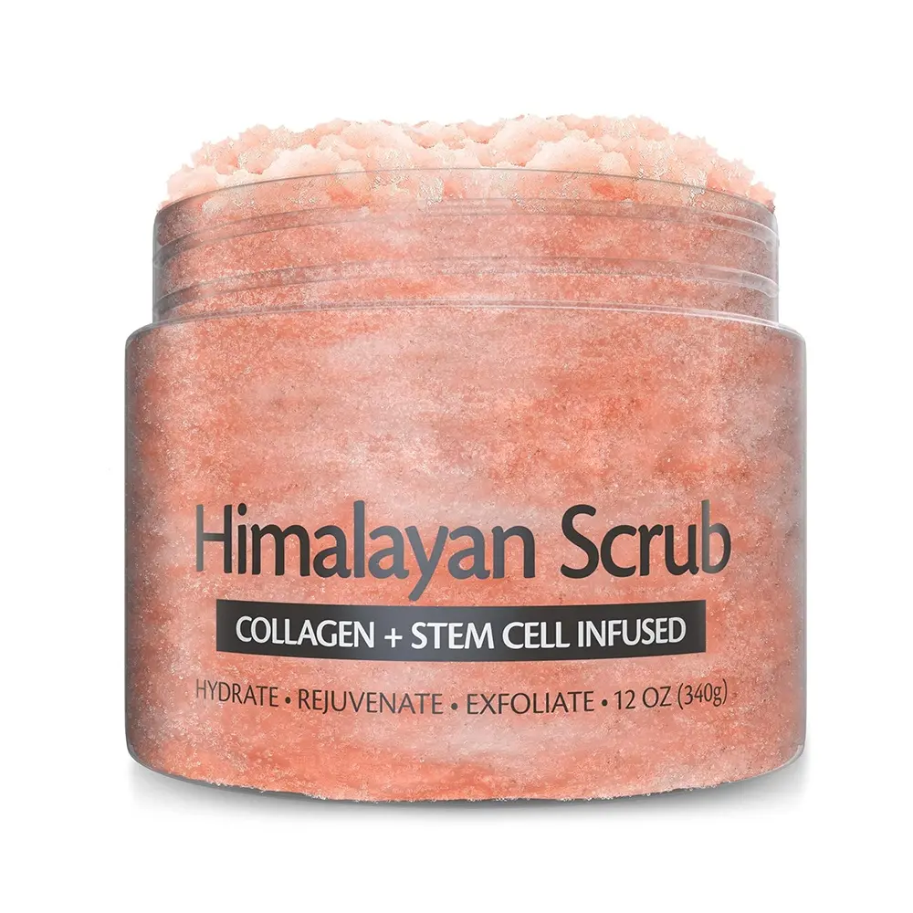 Himalayan Salt Cream Scrub Orgânico Rosto Pé Esfoliante Corporal Infundido com Células-Troncos de Colágeno Natural Esfoliante Corporal