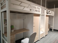 Lit superposé moderne personnalisé en métal et bois avec bureau intégré, étagère et armoire de rangement pour chambre, école, dortoir