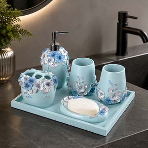 <span class=keywords><strong>Set</strong></span> di 5 <span class=keywords><strong>Accessori</strong></span> per il <span class=keywords><strong>Bagno</strong></span> in Resina <span class=keywords><strong>Verde</strong></span> - Product Image 1
