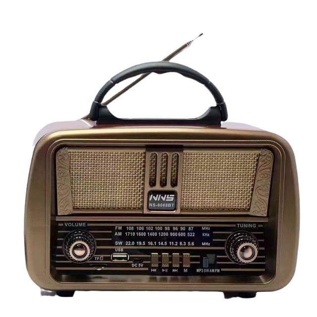 Redwingy NS-8068BT Vintage Multi-Band Wooden Boxes Wireless Rechargeable Am Fm Sw Radio With BT and Usb Tf Slot BT Speaker