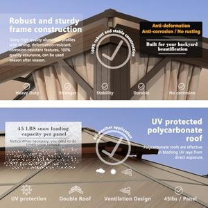 Recentemente progettato all'aperto impermeabile 3M * 3.65M in metallo Hard Top Patio terrazza parasole giardino Gazebo con tetto - Product Image 6