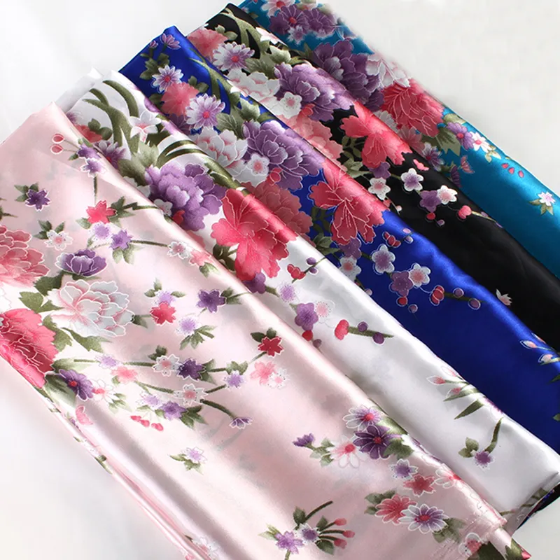 Самые популярные женские платья пижамы ткань с цветочным принтом полиэстер атласная ткань