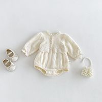 Combinaison pour bébé fille à manches longues avec dentelle, style princesse, robe mignonne pour l'automne