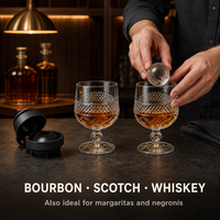 Coffret Cadeau de Whisky en Gros avec Verres Texturés à Pied de 250 ml et Moules à Glaçons Sphériques en Silicone de 2 Pouces pour Brandy, Cognac et Cocktails