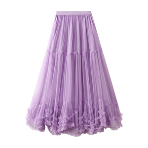 S0490X <span class=keywords><strong>Jupe</strong></span> <span class=keywords><strong>tutu</strong></span> <span class=keywords><strong>grande</strong></span> ampleur en maille, style mode, avec dentelle à volants, coupe mi-longue et design évasé - Product Image 4