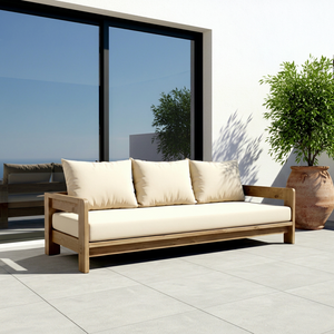 Sofá Moderno para Exteriores de 2 Plazas, Resistente al Agua, de Madera Maciza, con Cojines, para Patio o Balcón - Product Image 3