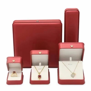 Wholesale custom logo elegant leather packaging <b>box</b> ring <b>earring</b> pendant chain colier set jewelry storage <b>box</b> - Product Image 1