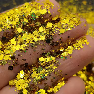 Vente en gros 2025 New Gold PET Mixed Bulk Holographic Chunky Glitter Nail Powder Craft Supplies Tumbler quantité minimale de commande 1kg - Product Image 3