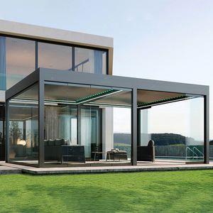 Oweado-Parasol motorizado para todas las estaciones, pérgola <span class=keywords><strong>de</strong></span> aluminio <span class=keywords><strong>de</strong></span> lujo, puertas correderas para balcón, terraza, naturaleza tratada a presión - Product Image 1