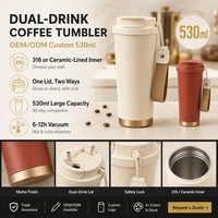 Tasse à café isotherme en acier inoxydable 316 de 530 ml, double paroi sous vide, avec paille, double ouverture, verrouillable, logo personnalisé, cadeau pour voiture