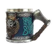 Tasse à bière en résine Viking WJA15 Nouveau design Tasse à poignée de hache Viking Tasse en acier inoxydable de grande capacité pour bar