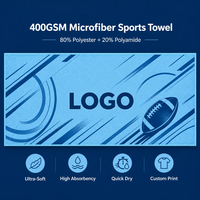 Serviette en microfibre 400 GSM ultra douce et absorbante, 80 % polyester, 20 % polyamide, douce pour la peau, séchage rapide, logo personnalisé OEM