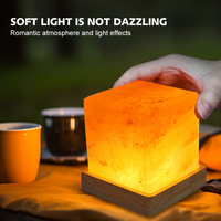 Lampe de sel de l'Himalaya de forme carrée contemporaine en gros, blanc chaud, alimentée par USB, lampe cadeau respectueuse des yeux, décoration romantique pour la maison, lampe de nuit