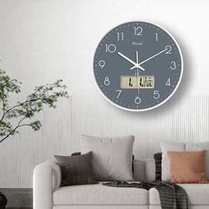 Modern Round ABS High Quality Plastic Multifunctional LCD Analog Scenic Electric Living Room Sports Wall <strong>Clock</strong> <strong>Large</strong> Display - Product Image 2