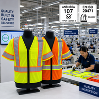 Gilet di Sicurezza Riflettente Personalizzato ad Alta Visibilità con Logo, Uniforme da Lavoro con Tasche Multiple