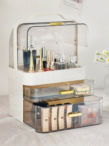 Hộp đựng mỹ phẩm, đồ trang điểm, có ngăn kéo lớn, nắp đậy, tay cầm, di động, để bàn - Product Image 4