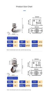 1,5/2 Zoll L-förmige stumme TPR-Rollen Edelstahl-<span class=keywords><strong>Mini</strong></span> räder für Wagen möbel Silent Casters - Product Image 4