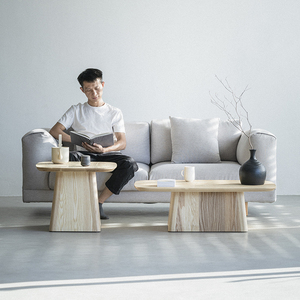 Mesa de Centro de Madera Maciza Estilo Wabi-Sabi con Acabado de Cera Blanca, Diseño Creativo para Muebles de Sala de Estar y Uso en Casas de Huéspedes - Product Image 3