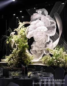 विशाल रेशम का फूल ऑर्गेंजा मेश शादी की पृष्ठभूमि और सजावट के लिए नई आगमन टले चरण पुष्प डिजाइन - Product Image 5