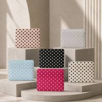 Portefeuille minimaliste pour femmes avec logo personnalisé, durable, fin, à pois, en cuir PU, bloquant les RFID, pour cartes de crédit et passeport