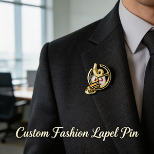 Broche de revers personnalisée en alliage de zinc creux 3D gaufré, pour costume d'affaires, broche de mode, logo personnalisé, badge métallique de luxe, cadeau d'entreprise - Product Image 3