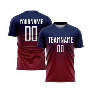Camiseta de Fútbol Azul Marino y Roja de Manga Corta, Uniforme Deportivo Transpirable de Secado Rápido, Ligero y de Alto Rendimiento - Product Image 1